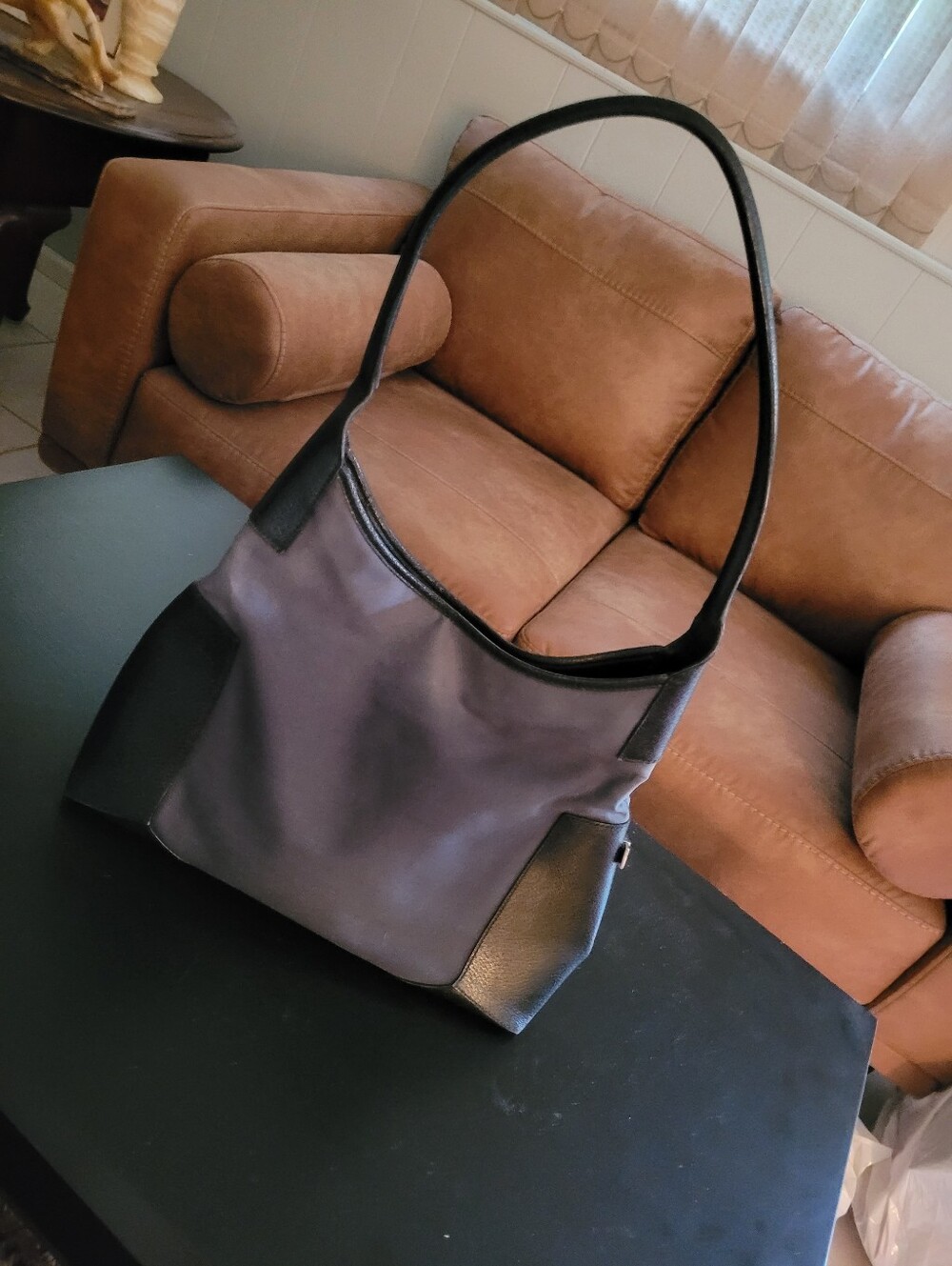 Salvatore Ferragami Classic Women's Shoulder Tote Bag in Slate Gray and Black